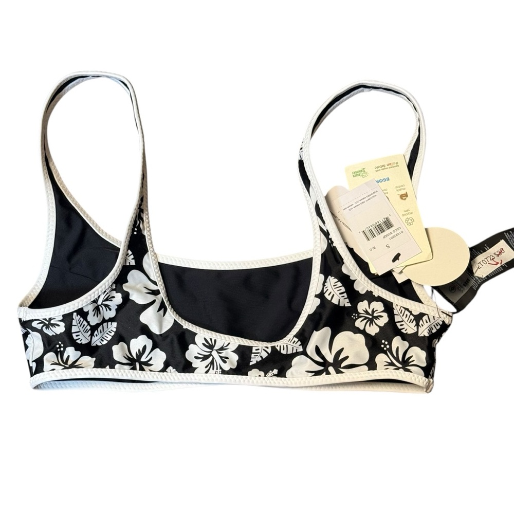 VOLCOM reversible Black and White Floral Bikini top coco scoop size SMALL - Picture 5 of 16